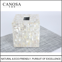 White Mother of Pearl Facial Tissue Box Design
